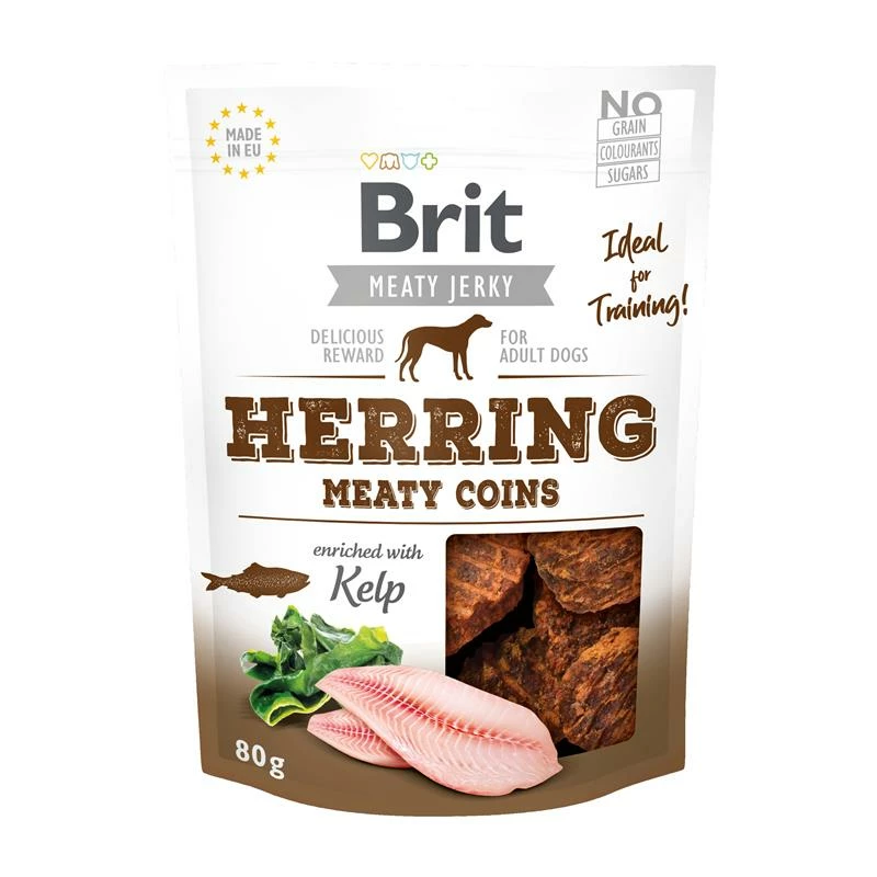 Brit Dog Snack Meaty Jerky Herring Coins | 12x 80g 3 Brit Dog Snack Meaty Jerky Herring Coins | 12x 80g