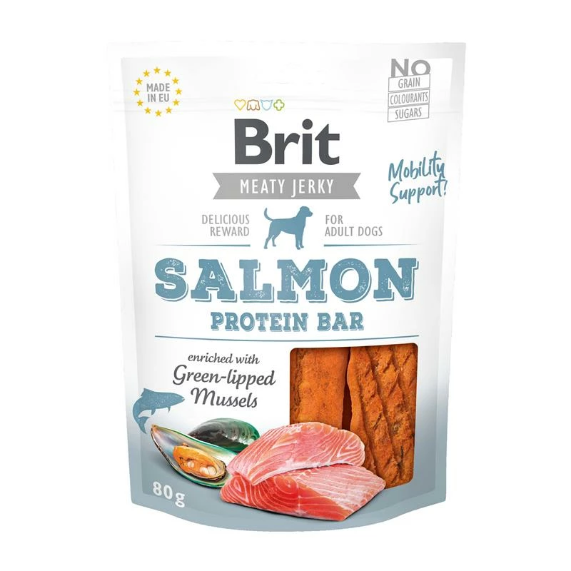Brit Dog Snack Meaty Jerky Salmon Protein Bar | 12x 80g 3 Brit Dog Snack Meaty Jerky Salmon Protein Bar | 12x 80g