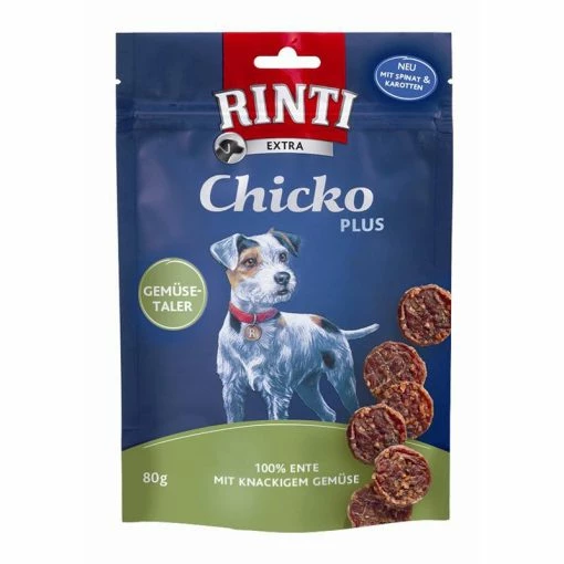 Rinti Chicko Gemüsetaler Mit Ente | 12x80g Hundesnack -Hundefutter Geschäft 12x Rinti Extra Chicko Plus Gemuesetaler mit
