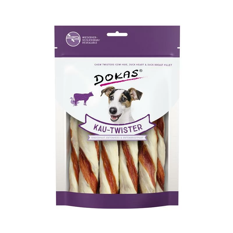 Dokas Kau-Twister Rinderhaut, Entenherz&Entenbrust | 9x 200g Hundesnack 3 Dokas Kau-Twister Rinderhaut, Entenherz&Entenbrust | 9x 200g Hundesnack