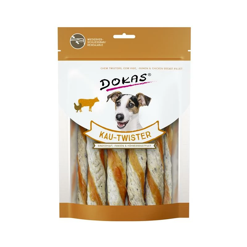 Dokas Kau-Twister Rinderhaut,Pansen&Hühnerbrust | 9x 200g Hundesnack 3 Dokas Kau-Twister Rinderhaut,Pansen&Hühnerbrust | 9x 200g Hundesnack