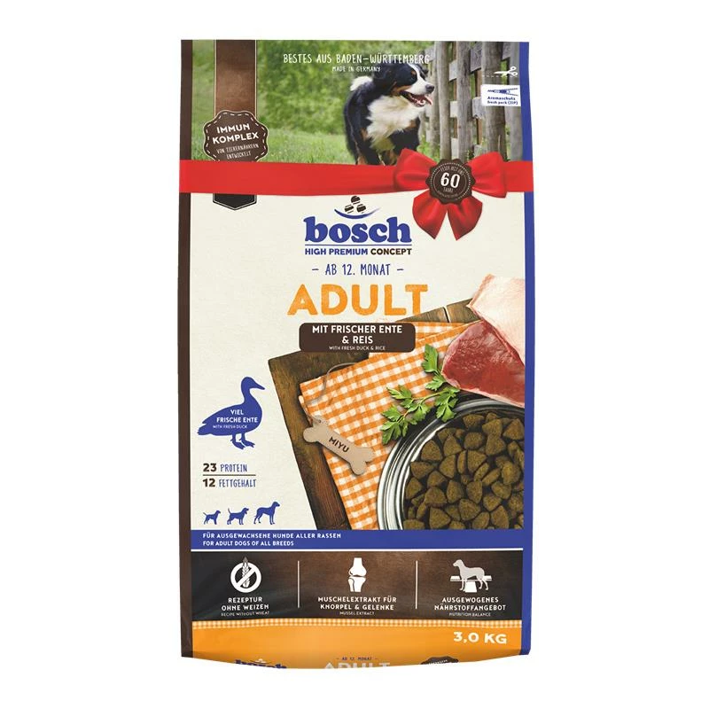 Bosch Adult Ente & Reis | 3 Kg Hundefutter Trocken 3 Bosch Adult Ente & Reis | 3 Kg Hundefutter Trocken