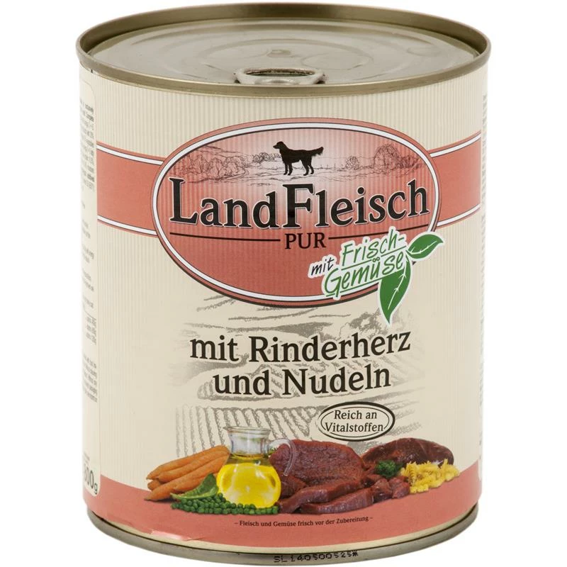 Landfleisch Pur Rinderherzen & Nudeln | 6x800g Nassfutter 3 Landfleisch Pur Rinderherzen & Nudeln | 6x800g Nassfutter