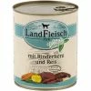 Landfleisch Pur Rinderherzen & Reis | 6x 800g Hundenassfutter