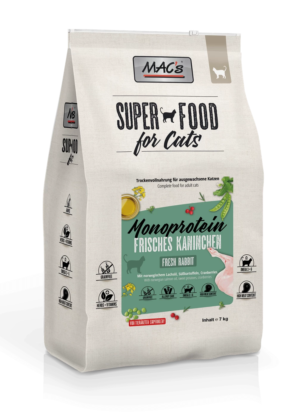 MACs Cat Adult Monoprotein Kaninchen | 7kg Trockenfutter 2 MACs Cat Adult Monoprotein Kaninchen | 7kg Trockenfutter