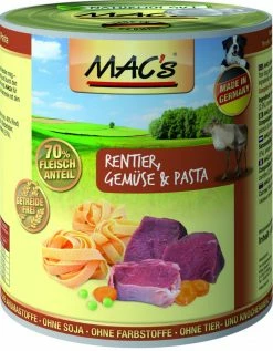 MACs Dog Rentier, Gemüse & Pasta | 6x 800g Hundefutter Nass