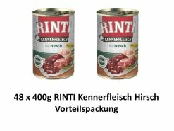 [Paket] RINTI Kennerfleisch Hirsch | 48 X 400g Hundefutter Vorteilspack