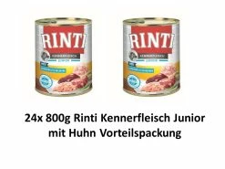 [Paket] Rinti Kennerfleisch Junior Huhn | 24 X 800g Hundefutter Vorteilspack