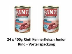 [Paket] Rinti Kennerfleisch Junior Rind | 24 X 400g Hundefutter Vorteilspack