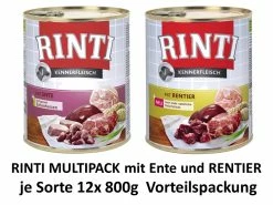 [Paket] Rinti Kennerfleisch Multipack Ente Und Rentier | 24x 800g Hundefutter