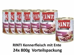 [Paket] Rinti Kennerfleisch Mit Ente | 24x 800g Hundefutter Sparpackung