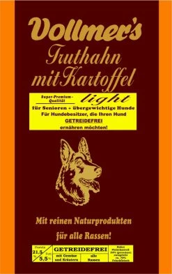 Vollmer´s Vollmers Truthahn Mit Kartoffel Light | 15kg Diätfutter Für Hunde
